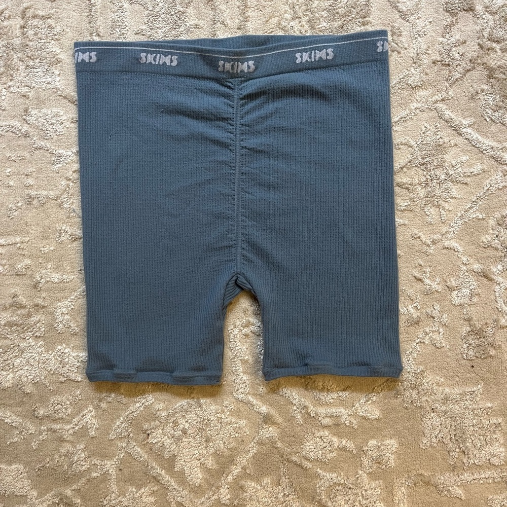 SKIMS Ribbed Bike Shorts in Slate Blue